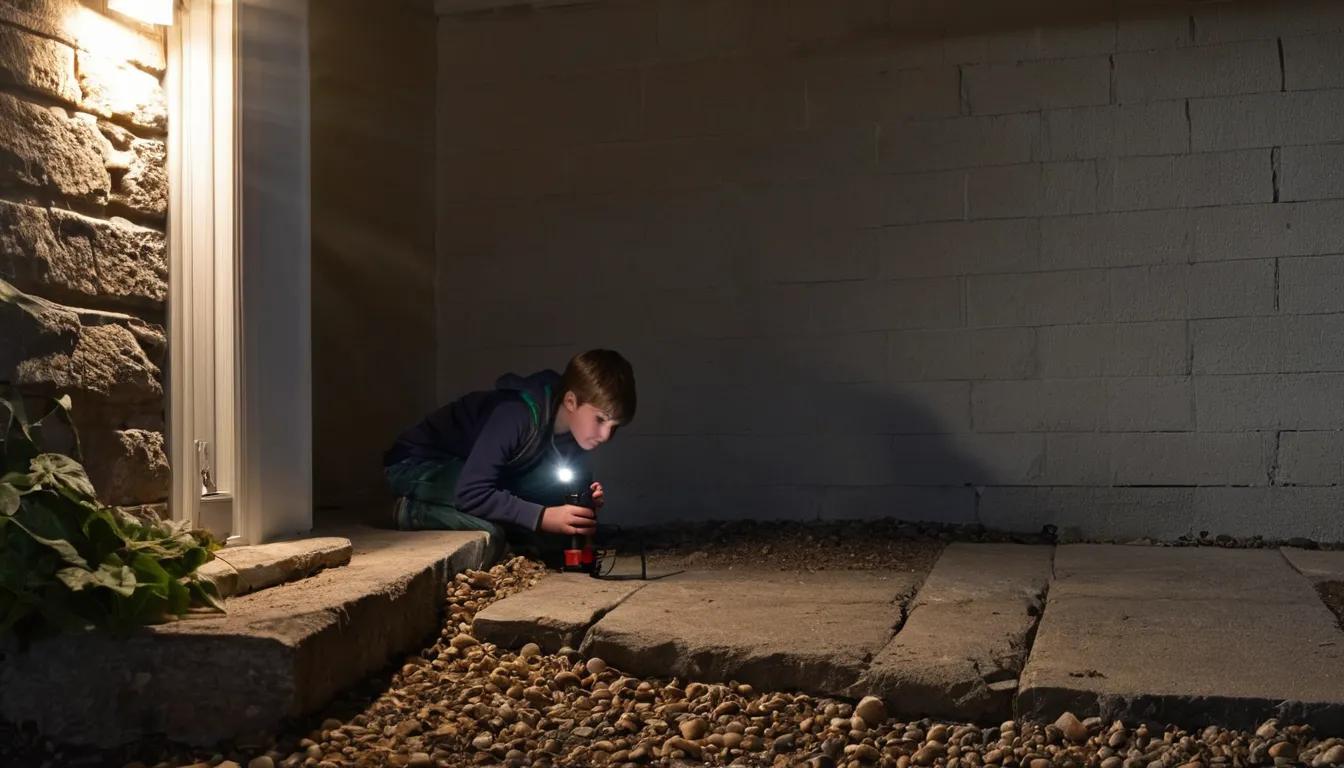A homeowner checking a basement window sill for signs of pests